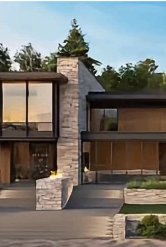 Modern desert residence at dusk